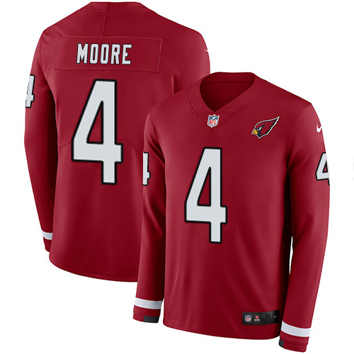 Cardinals #4 Rondale Moore Red Team Color Youth Stitched Limited Therma Long Sleeve Jersey