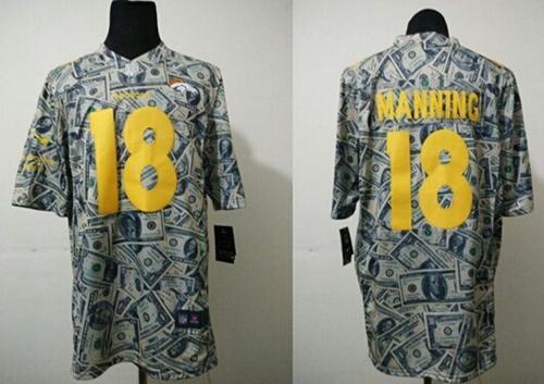 Broncos #18 Peyton Manning Dollar Fashion Men's Stitched Elite Jersey