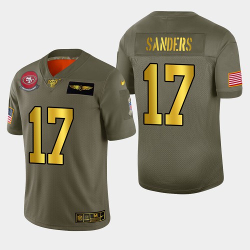 San Francisco 49ers #17 Emmanuel Sanders Men's Olive Gold 2019 Salute to Service 100 Limited Jersey Men's