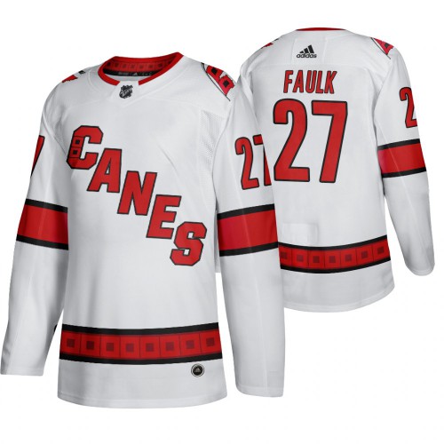 Carolina Carolina Hurricanes #27 Justin Faulk Men's 2019-20 Away Authentic Player White Stitched Jersey Men's