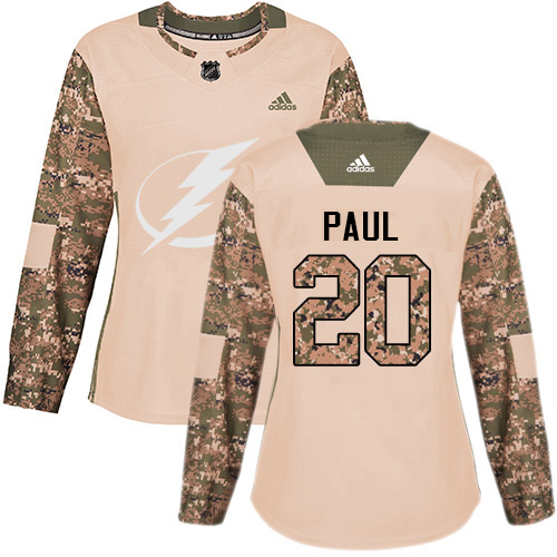 Adidas Tampa Bay Lightning #20 Nicholas Paul Camo Women's Authentic 2017 Veterans Day Stitched Jersey Womens