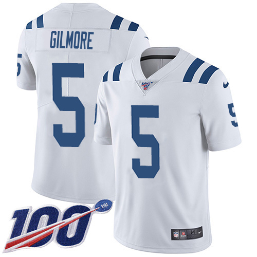 Colts #5 Stephon Gilmore White Men's Stitched 100th Season Vapor Limited Jersey