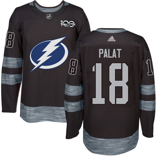 Adidas Tampa Bay Lightning #18 Ondrej Palat Black 1917-2017 100th Anniversary Stitched Jersey Men's