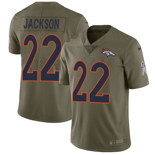 Denver Broncos #22 Kareem Jackson Olive Men's Stitched Limited 2017 Salute To Service Jersey Men's