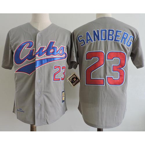Mitchell And Ness 1994 Chicago Cubs #23 Ryne Sandberg Grey Throwback Stitched Jersey Men's