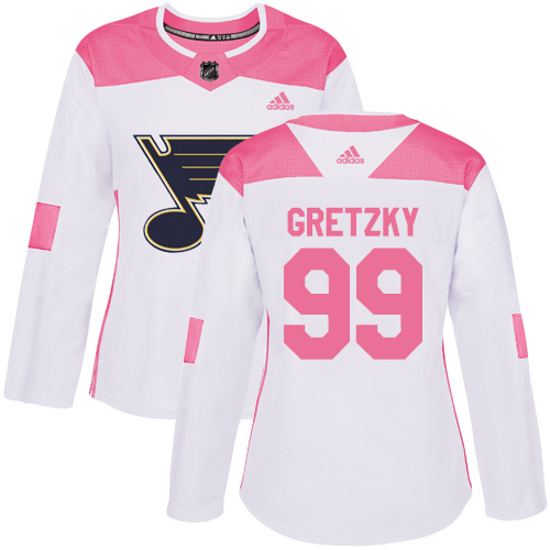 Adidas St. Louis Blues #99 Wayne Gretzky White/Pink Authentic Fashion Women's Stitched Jersey Womens