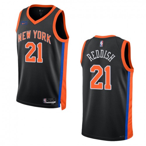 New York New York Knicks #21 Cam Reddish Unisex Black 2022-23 Swingman Jersey - City Edition Mens