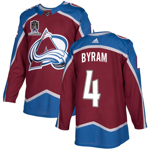 Adidas Colorado Avalanche #4 Bowen Byram Burgundy 2022 Stanley Cup Champions Burgundy Home Authentic Stitched Jersey Men's