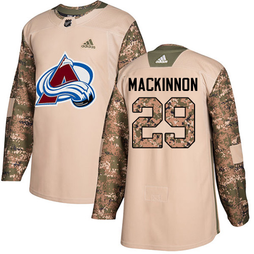 Adidas Colorado Avalanche #29 Nathan MacKinnon Camo Authentic 2017 Veterans Day Stitched Jersey Men's