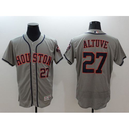 Houston Astros #27 Jose Altuve Grey Flexbase Authentic Collection Stitched Jersey Men's