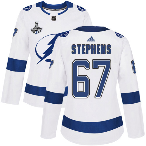 Adidas Tampa Bay Lightning #67 Mitchell Stephens White Road Authentic Women's 2020 Stanley Cup Champions Stitched Jersey Womens