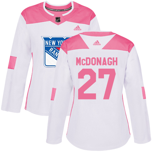Adidas New York Rangers #27 Ryan McDonagh White/Pink Authentic Fashion Women's Stitched Jersey Womens