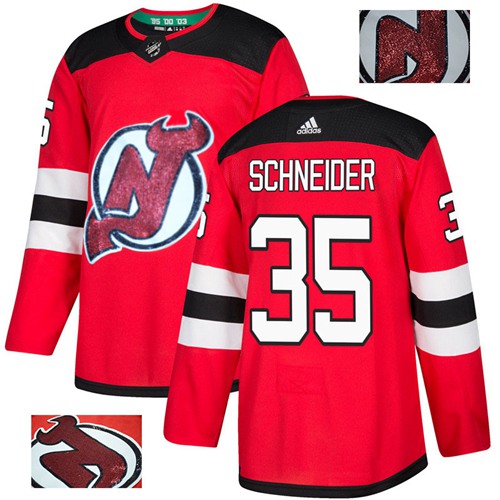Adidas New Jersey Devils #35 Cory Schneider Red Home Authentic Fashion Gold Stitched Jersey Men's