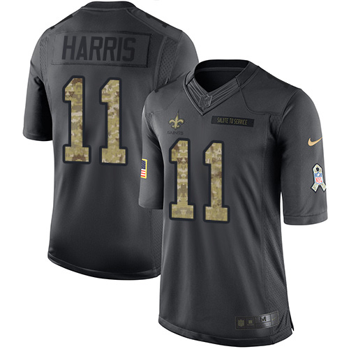 New Orleans Saints #11 Deonte Harris Black Men's Stitched Limited 2016 Salute to Service Jersey Men's