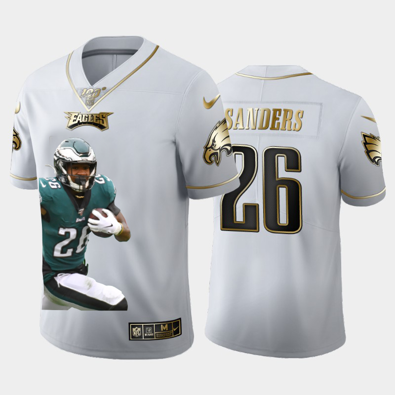 Philadelphia Eagles #26 Miles Sanders Team Hero Vapor Limited 100 Jersey White Golden