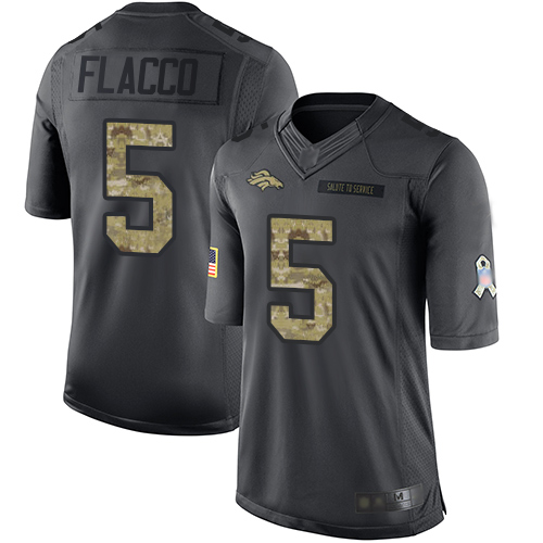 Denver Broncos #5 Joe Flacco Black Youth Stitched Limited 2016 Salute to Service Jersey Youth