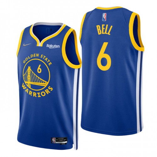 Golden State Warriors #6 Jordan Bell Royal Mens 2021-22 75th Anniversary Diamond Swingman Jersey - Icon Edition Mens
