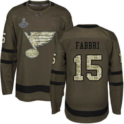 Adidas St. Louis Blues #15 Robby Fabbri Green Salute to Service Stanley Cup Champions Stitched Jersey Men's