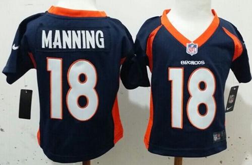 Toddler Broncos #18 Peyton Manning Navy Blue Alternate Stitched Elite Jersey