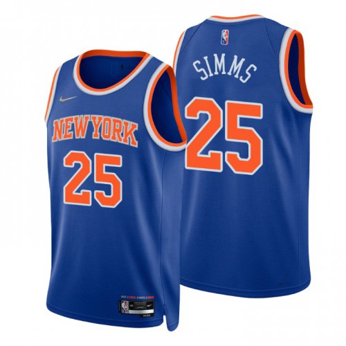 New York Knicks #25 Aamir Simms Blue Mens 2021-22 75th Anniversary Diamond Swingman Jersey - Icon Edition Mens