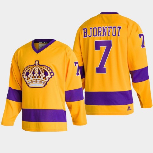 Adidas Los Angeles Kings #7 Tobias Bjornfot Team Classics Gold Men's 2022 Throwback Jersey Men's