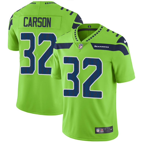 Seattle Seahawks #32 Chris Carson Green Youth Stitched Limited Rush Jersey Youth