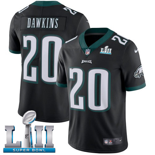 Eagles #20 Brian Dawkins Black Alternate Super Bowl LII Youth Stitched Vapor Untouchable Limited Jersey