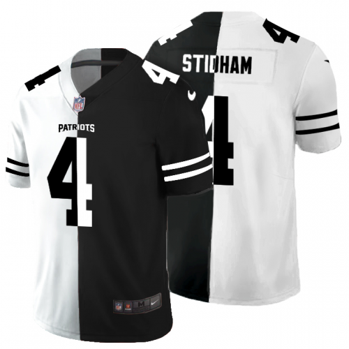 New England New England Patriots #4 Jarrett Stidham Men's Black V White Peace Split Vapor Untouchable Limited Jersey Men's