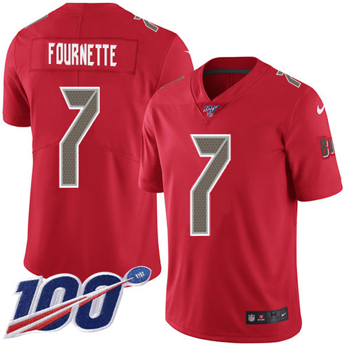 Buccaneers #7 Leonard Fournette Red Youth Stitched Limited Rush 100th Season Jersey