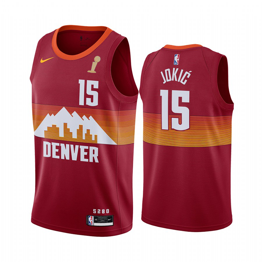 Nuggets #15 Nikola Jokic Red Swingman Youth 2023 Finals Champions City Edition Jersey