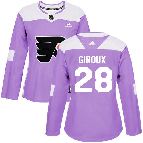 Adidas Philadelphia Flyers #28 Claude Giroux Purple Authentic Fights Cancer Women's Stitched Jersey Womens