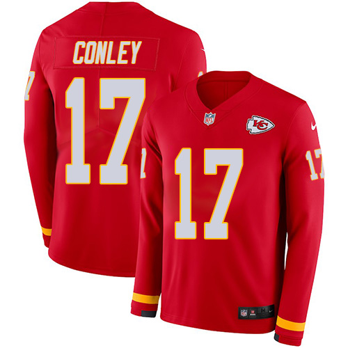 Kansas City Chiefs #17 Chris Conley Red Team Color Men's Stitched Limited Therma Long Sleeve Jersey Men's