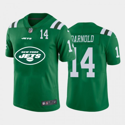 New York New York Jets #14 Sam Darnold Green Men's Big Team Logo Player Vapor Limited Jersey Men's