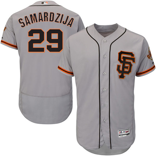 San Francisco Giants #29 Jeff Samardzija Grey Flexbase Authentic Collection Road 2 Stitched Jersey Men's