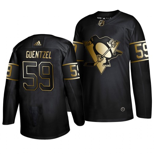 Adidas Pittsburgh Penguins #59 Jake Guentzel Men's 2019 Black Golden Edition Authentic Stitched Jersey Men's