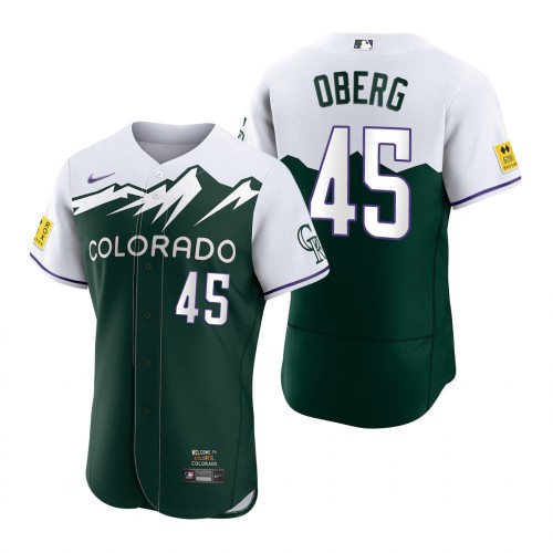 Colorado Colorado Rockies #45 Scott Oberg Green Men's Authentic 2022 City Connect Jersey Men's