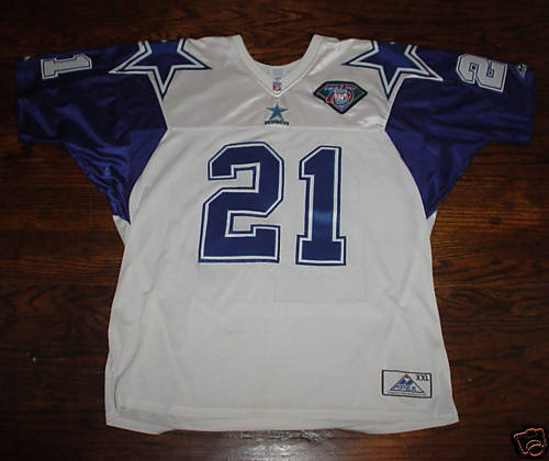 Mitchell & Ness Cowboys #21 Deion Sanders White With 75TH Stitched Jersey