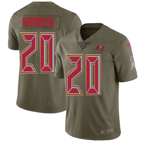 Tampa Bay Buccaneers #20 Ronde Barber Olive Men's Stitched Limited 2017 Salute to Service Jersey Men's