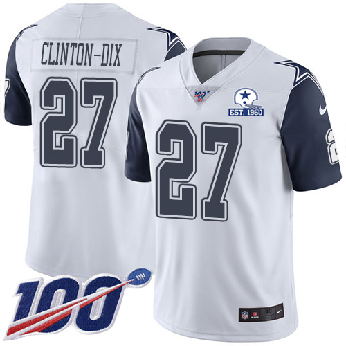 Dallas Cowboys #27 Ha Ha Clinton-Dix White Men's Stitched With Established In 1960 Patch Limited Rush 100th Season Jersey Men's