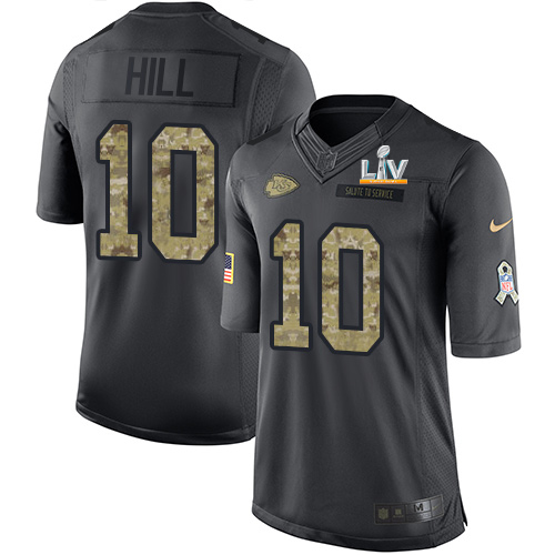 Kansas City Chiefs #10 Tyreek Hill Black Men's Super Bowl LV Bound Stitched Limited 2016 Salute to Service Jersey Men's