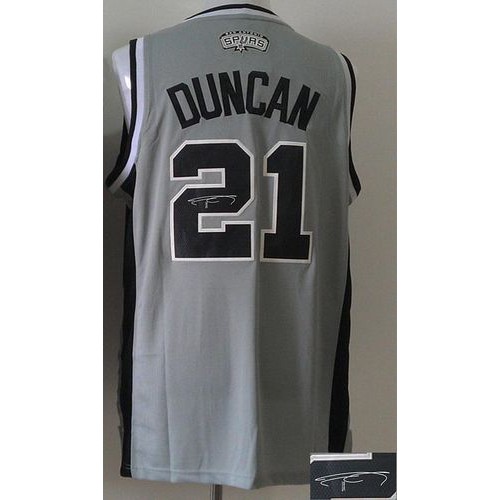 Revolution 30 Autographed San Antonio Spurs #21 Tim Duncan Grey Stitched Jersey Mens