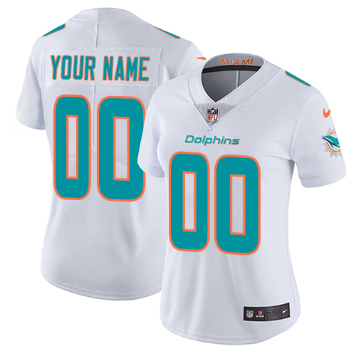 Miami Dolphins Customized White Stitched Vapor Untouchable Limited Women's Jersey