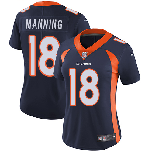 Broncos #18 Peyton Manning Blue Alternate Women's Stitched Vapor Untouchable Limited Jersey