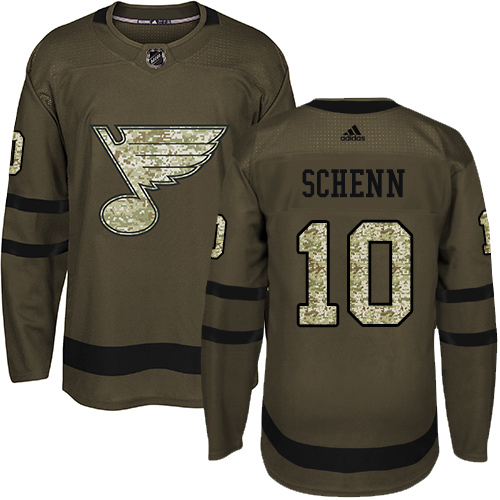 Adidas St. Louis Blues #10 Brayden Schenn Green Salute to Service Stitched Jersey Men's
