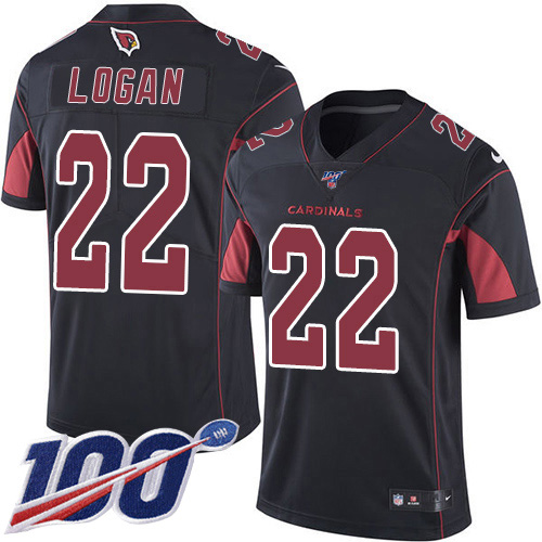 Arizona Cardinals #22 T.J. Logan Black Men's Stitched Limited Rush 100th Season Jersey Men's