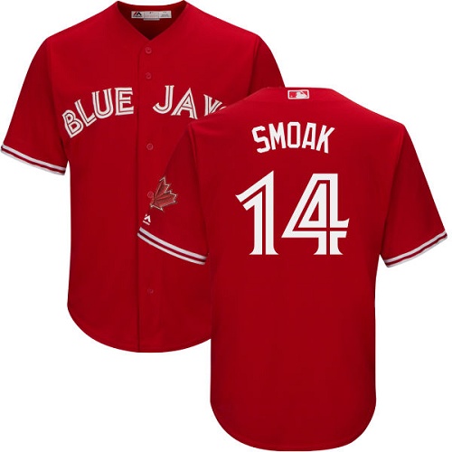 Toronto Blue Jays #14 Justin Smoak Red New Cool Base Canada Day Stitched Jersey Men's