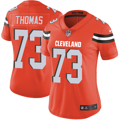 Browns #73 Joe Thomas Orange Alternate Women's Stitched Vapor Untouchable Limited Jersey