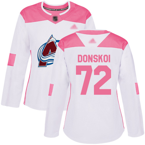 Adidas Colorado Avalanche #72 Joonas Donskoi White/Pink Authentic Fashion Women's Stitched Jersey Womens