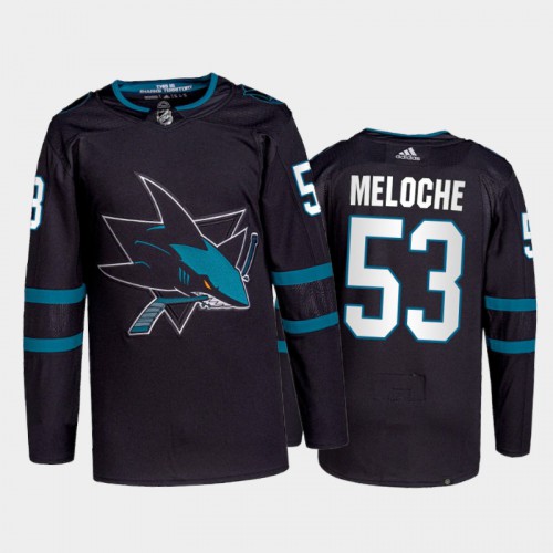 Adidas San Jose Sharks #53 Nicolas Meloche Men's 2021-22 Alternate Authentic Jersey - Black Men's
