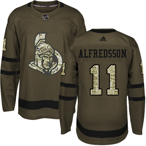 Adidas Ottawa Senators #11 Daniel Alfredsson Green Salute to Service Stitched Jersey Men's